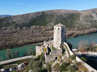 Naklejka premium view from Pocitelj, historic village in Bosnia and Herzegovina