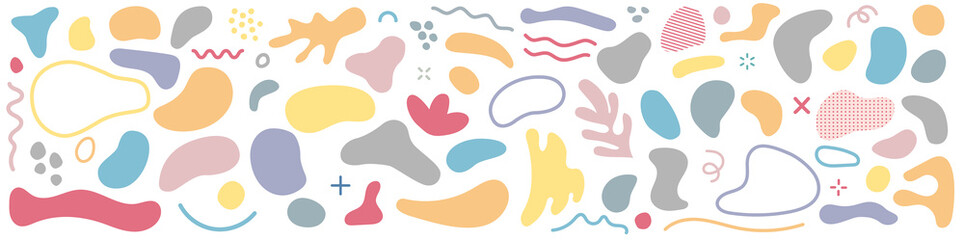 Naklejka premium Abstract blob shape. Liquid shape elements. Set of modern blob graphic elements. Colored form banners. Abstract liquid shapes. Vector