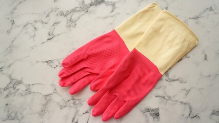 bright rubber gloves for house cleaning