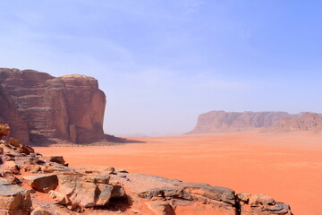Fototapeta na wymiar Red sand Wadi Rum desert in Jordan