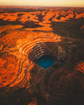 Aerial view of an old uranium mine in Australia, in Queensland.