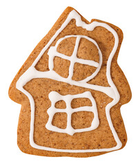 Gingerbread house isolated on white background. Christmas gingerbread
