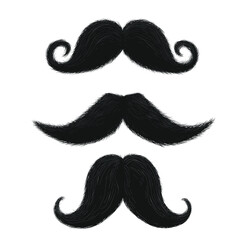 Set of Mustache isolated on white. Vector illustration.