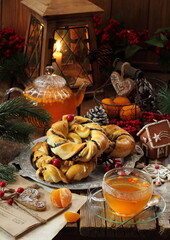 Sea buckthorn tea with poppy seed buns