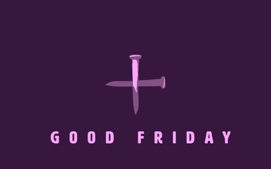 Two spikes forming a cross symbolizing the suffering and crucifixion of Jesus Christ, on purple background with Good Friday