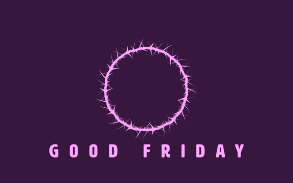 Crown of thorns symbolizing the suffering and crucifixion of Jesus Christ, on purple background with Good Friday