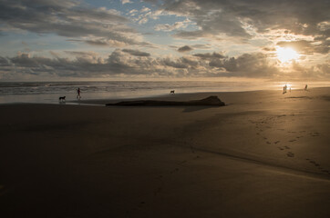 Amazing sunset at the ocean beach.