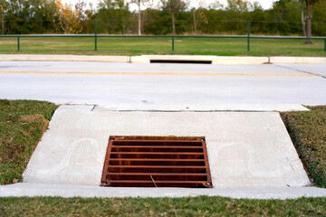 Storm Drain grates. The Steel grate drainage , Frame and cub inlet.