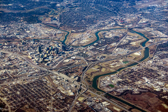 Aerial view of Fort Worth, Texas, USA