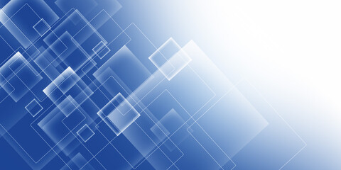 Square shapes composition geometric abstract background. 3D shadow effects and fluid gradients. Modern blue overlapping forms