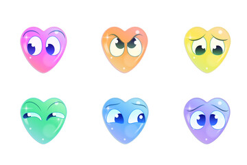 face emotion facial expressions set vector heart big pupil