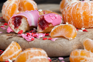 doughnuts with berry filling and chocolate