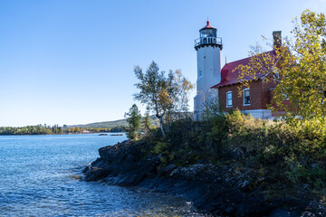 Fototapeta na wymiar Eagle Harbor Lightstation and Lighthouse on the Keweenaw Peninsula