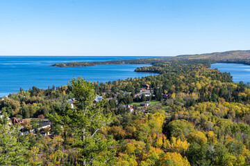 Brockway Mountain Lookout viewpoint near Copper Harbor Michigan, during the fall