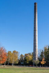 Giant, tall smokestack, a famous landmark in the small town of Gay, Michigan