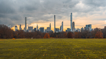 Manhattan view from Central Park, sunset
