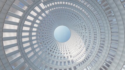 Architecture background facade of modern skyscrapers made of glass and metal 3d render