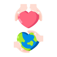 vector heart shaped world concept