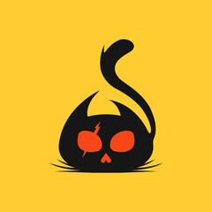 cute cat silhouette illustration vector