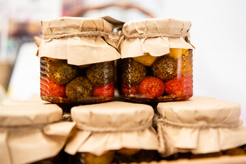 Dessert sealed in a jar for a gift.  Delicious dessert balls canned for a gift. A gift to your loved one. 