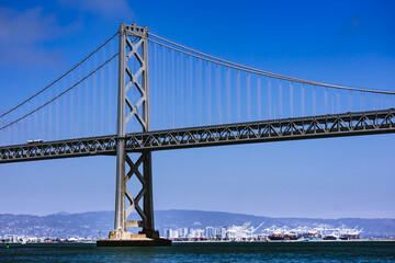 Fototapeta na wymiar San Francisco Bay view from Pier along the San Francisco – Oakland Bay Bridge.