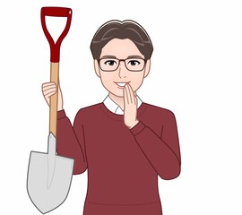 赤いセーターを着たお父さん