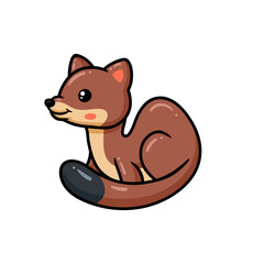 Cute little weasel cartoon posing