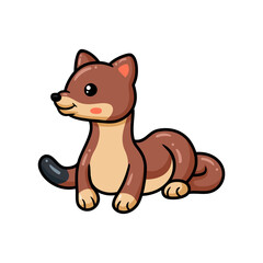 Cute little weasel cartoon posing