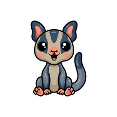 Cute little sugar glider cartoon sitting