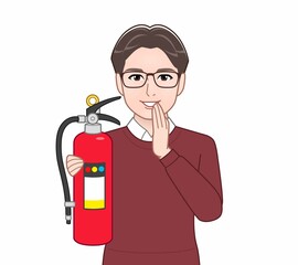 赤いセーターを着たお父さん