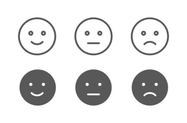 Icons of satisfaction level. Range to assess of your content. Customer feedback emoticon.