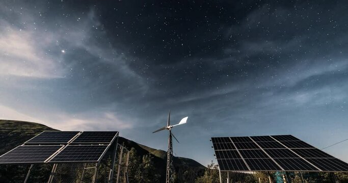 Starry sky on weather stations in the Carpathian Mountains