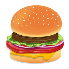 Classic burger with cheese illustration concept fast food american style vector