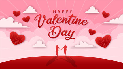 Valentine's background in pink tones with couple in love