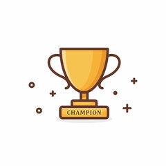 Illustration vector graphic of Trophy. Trophy minimalist style isolated on a white background. The illustration is Suitable for Web Landing Page, Banner, flyers, stickers, Card, etc.