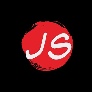 JS initial circle brush logo letter in simple design