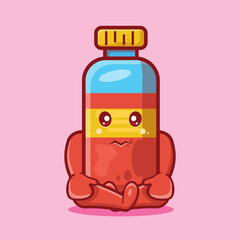 sad juice bottle character mascot isolated cartoon in flat style