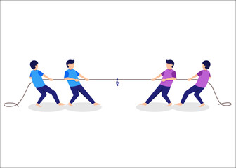 tug of war competition. traditional games concept illustration