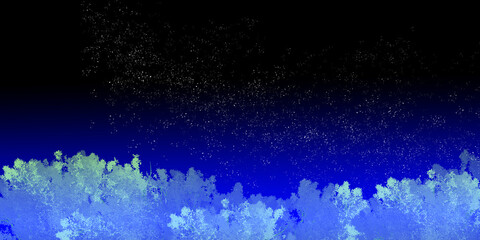 Shadow of the forest and the gradation sky. Fantasy background concept.