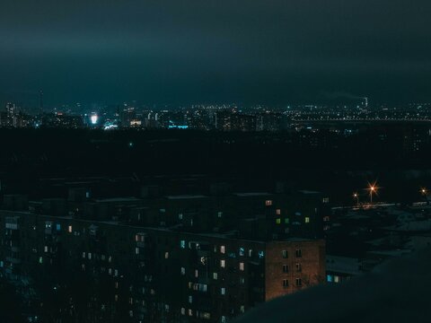 City skyline during night time