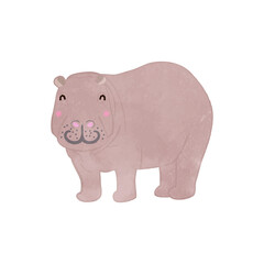 Cute smiling hippo cut illustration