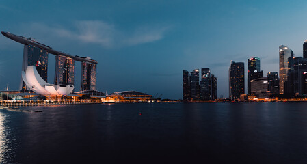 Merlion Park during nighttime in Singapore