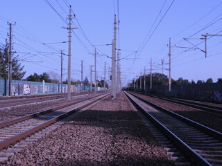 Fototapeta na wymiar Railroad tracks urban