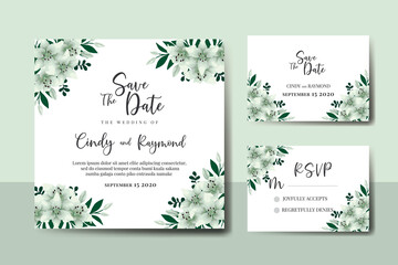 Fototapeta na wymiar Wedding invitation frame set, floral Digital watercolor hand drawn White Lily Flower design Invitation Card Template