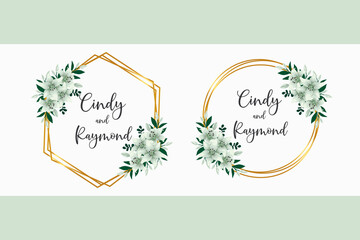 Wedding invitation frame set, floral Digital watercolor hand drawn White Lily Flower design Invitation Card Template