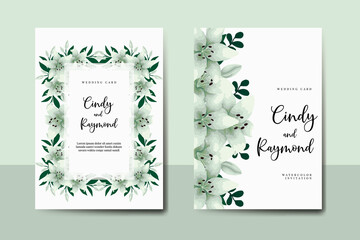 Fototapeta na wymiar Wedding invitation frame set, floral Digital watercolor hand drawn White Lily Flower design Invitation Card Template