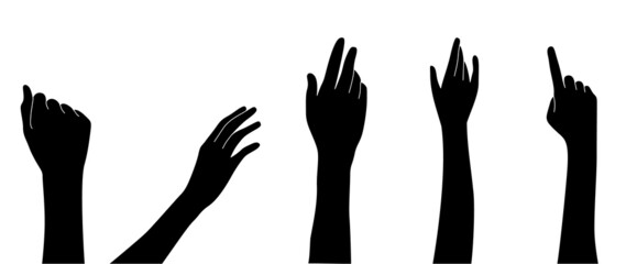 Human Hand icon collection. Different hands, gestures, signals and signs. Vector illustration.