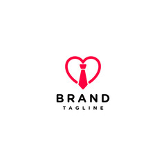 Employee tie and heart symbol line logo design. Simple logo about workers who work with love.
