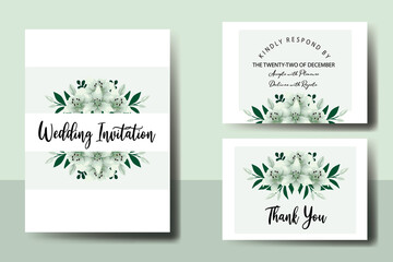 Wedding invitation frame set, floral Digital watercolor hand drawn White Lily Flower design Invitation Card Template
