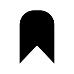 Bookmark sign. Black silhouette. Flat sign. App element. Simple design. Line art. Vector illustration. Stock image.